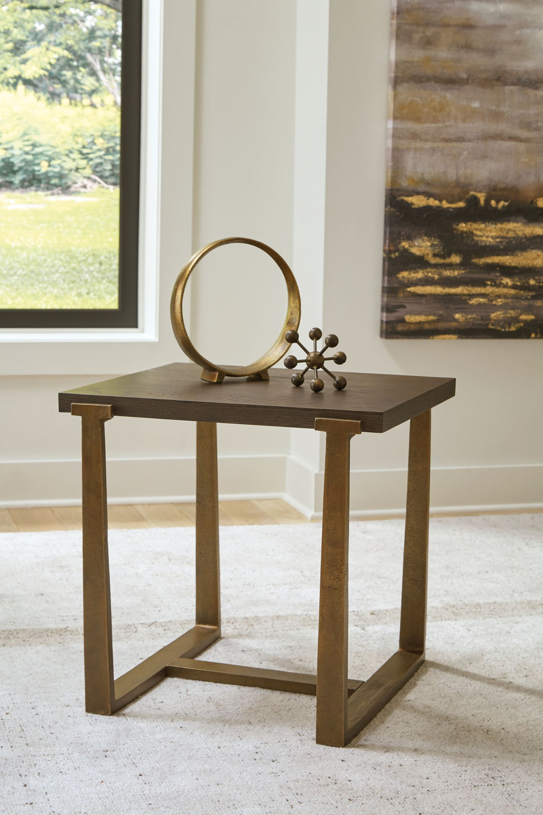 Balintmore - Rectangular End Table - Brown / Gold Finish