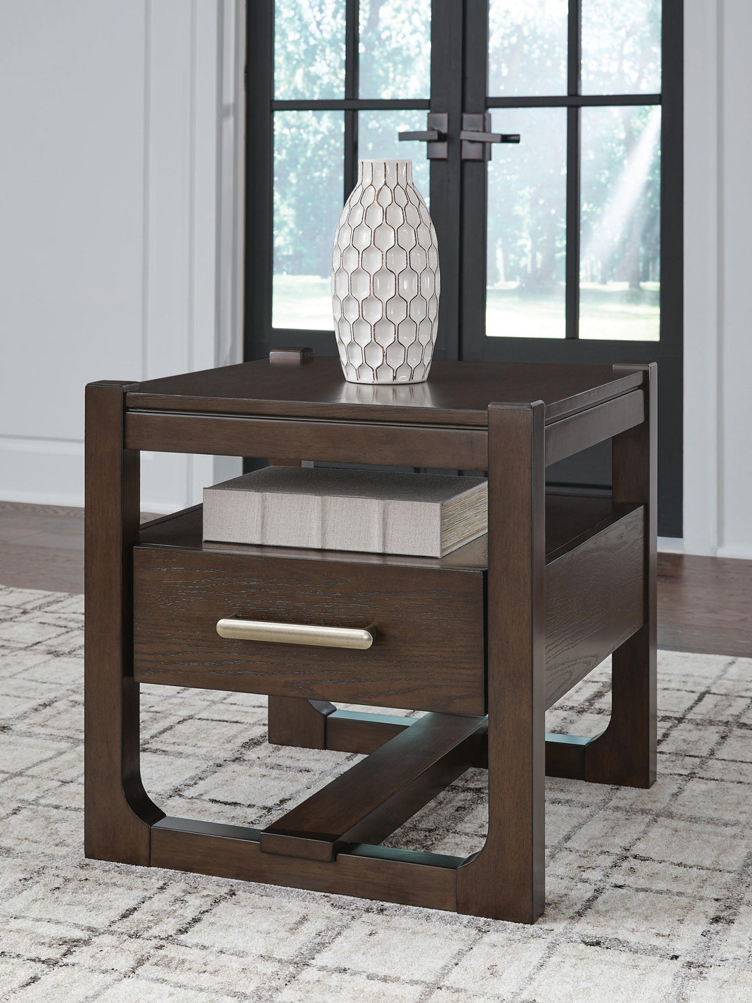 Breckington - Square End Table - Dark Brown - Roberts Furniture & Mattress (Yorktown, VA)