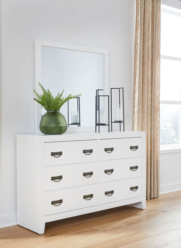 Binterglen - 3 Pc. - Dresser, Mirror, Queen Panel Bed - White