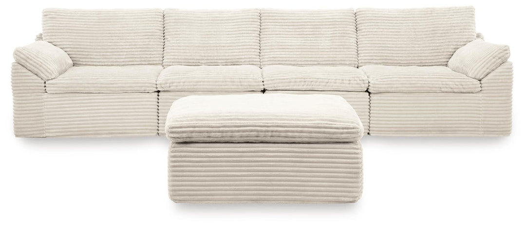 Fannin - 4-Piece Sectional With Ottoman - Ivory - Roberts Furniture & Mattress (Yorktown, VA)