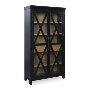 Ridgester - Display Cabinet - Light Brown / Black - Roberts Furniture & Mattress (Yorktown, VA)