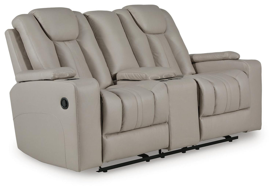 Elevate Edges - Glide Reclining Loveseat With Console - Coin - Roberts Furniture & Mattress (Yorktown, VA)