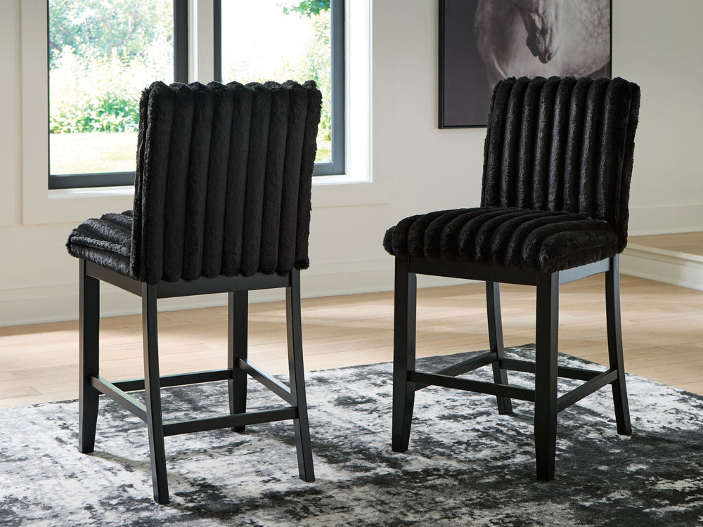 Mervannie - Upholstered Barstool (Set of 2) - Black - Roberts Furniture & Mattress (Yorktown, VA)