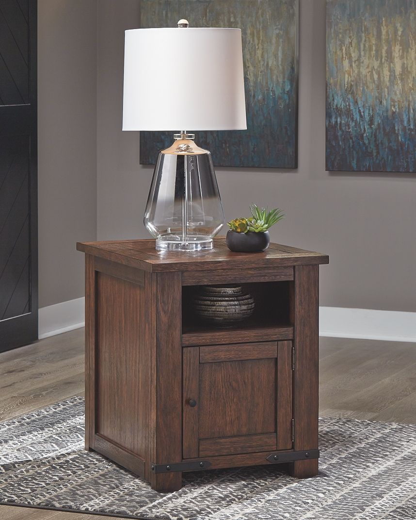 Budmore - Rectangular End Table - Brown Dark