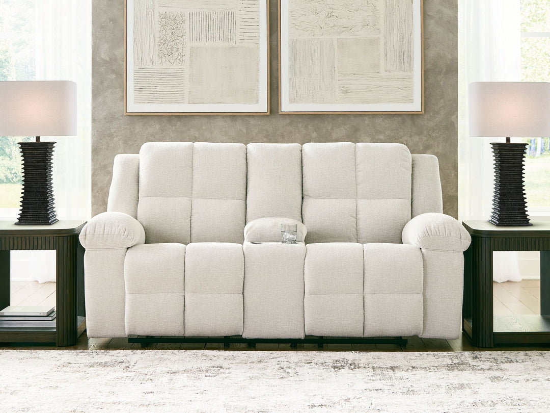Orlen - Double Reclining Loveseat With Console - Winter - Roberts Furniture & Mattress (Yorktown, VA)