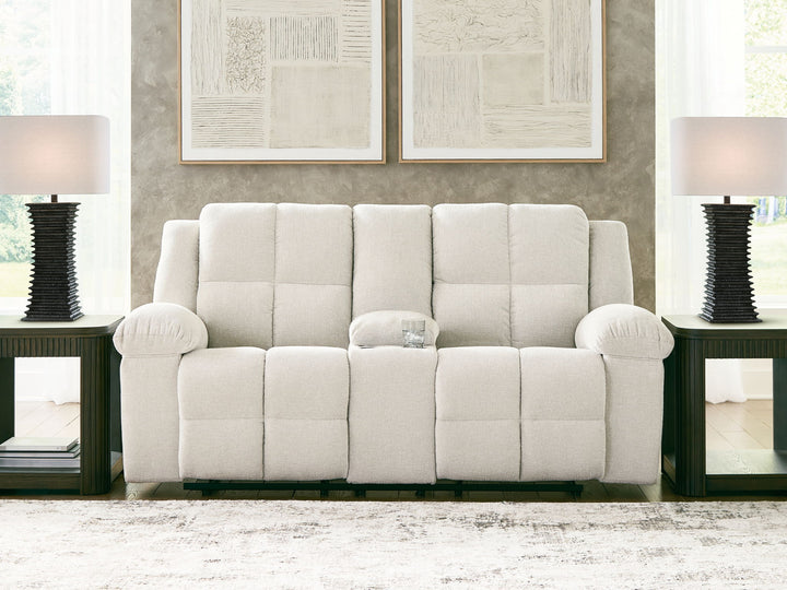 Orlen - Double Reclining Loveseat With Console - Winter - Roberts Furniture & Mattress (Yorktown, VA)