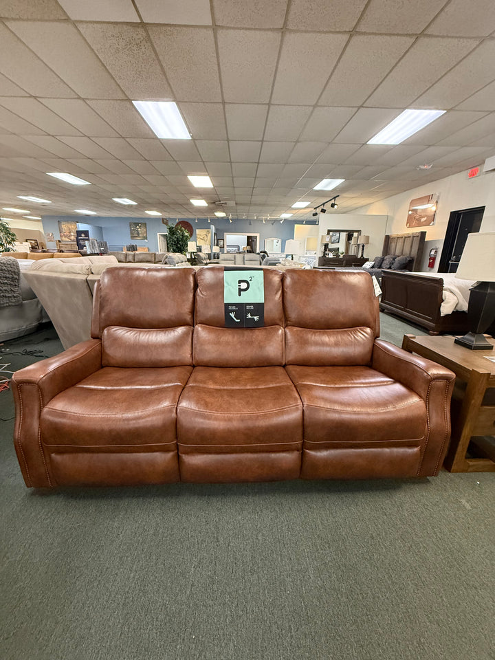 Corinthian Two-Piece Top Grain Leather Power Recliner sofa and console loveseat with Headrest and Footrest