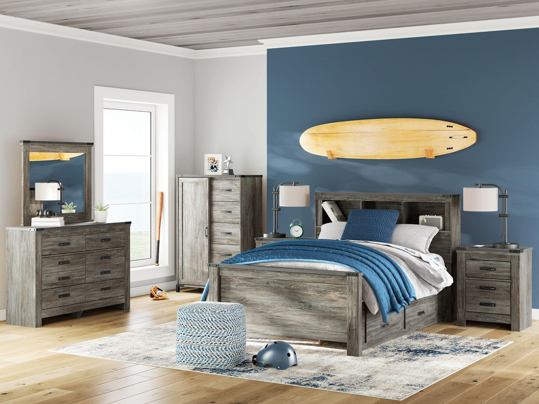 Frandern - Bookcase Panel Bedroom Set With Storage - Roberts Furniture & Mattress (Yorktown, VA)