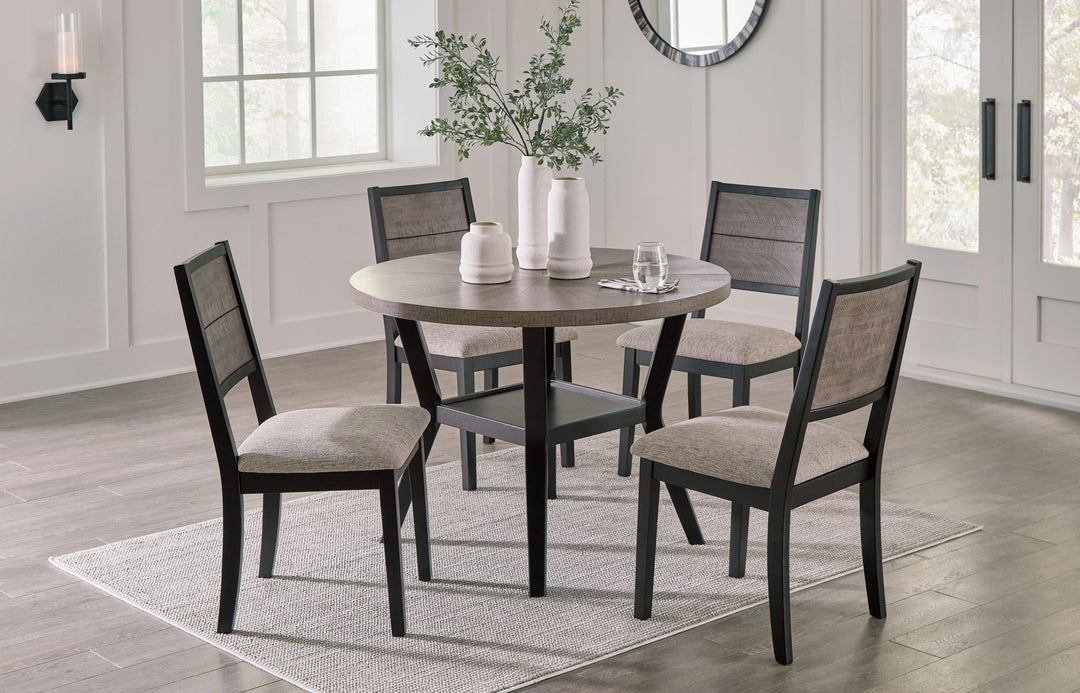 Corloda - Round Drm Table Set (Set of 5) - Black / Gray