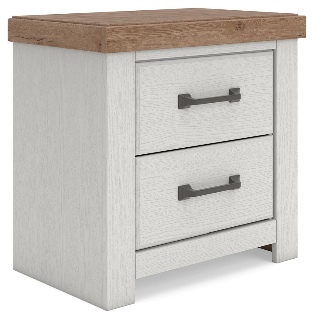 Savonport - Two Drawer Night Stand - White / Brown - Roberts Furniture & Mattress (Yorktown, VA)