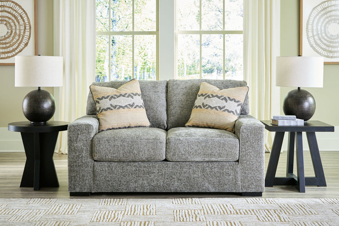 Dunmor - Loveseat - Graphite - Roberts Furniture & Mattress (Yorktown, VA)
