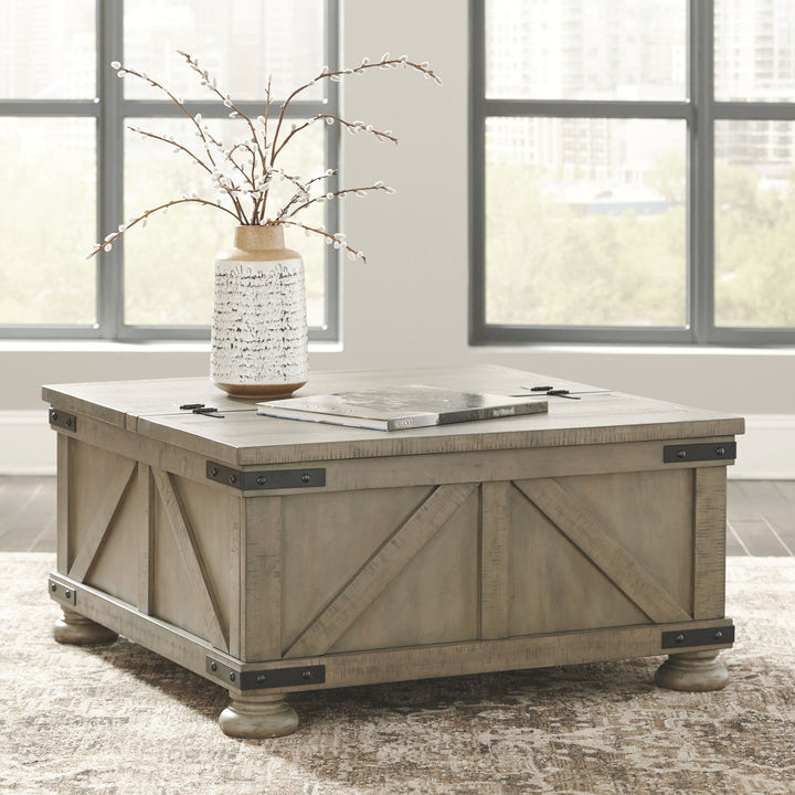 Aldwin - Cocktail Table With Storage - Square - Gray