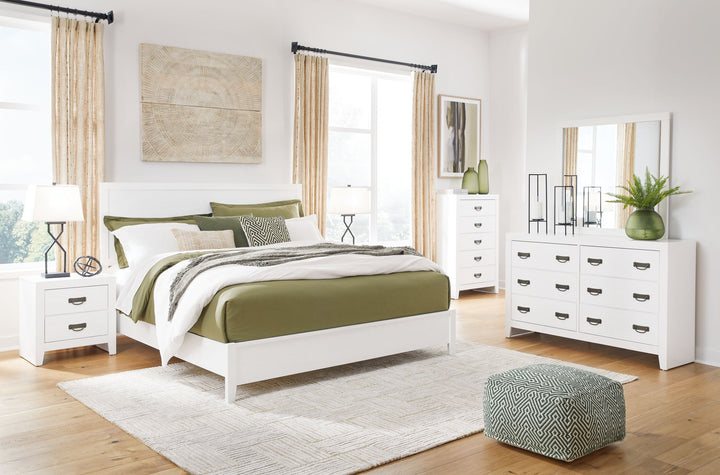 Binterglen - 4 Pc. - Dresser, Mirror, Chest, Queen Panel Bed - White