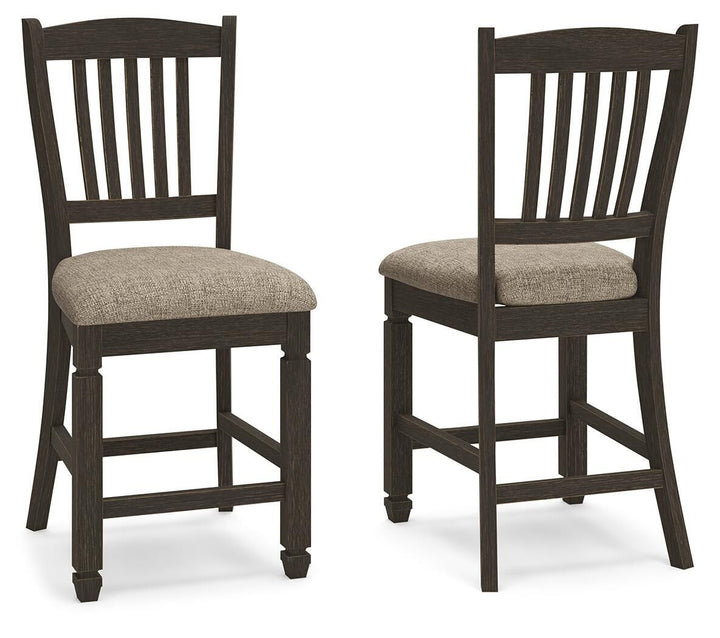 Tyler Creek - Upholstered Barstool (Set of 2) - Black / Grayish Brown - Roberts Furniture & Mattress (Yorktown, VA)