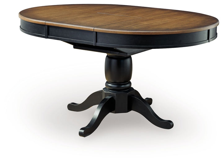 Clorazi - Oval Dining Room Butterfly Extension Table - Black / Brown - Roberts Furniture & Mattress (Yorktown, VA)