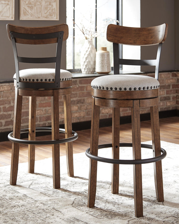 Valebeck - Tall Upholstered Swivel Barstool - Roberts Furniture & Mattress (Yorktown, VA)
