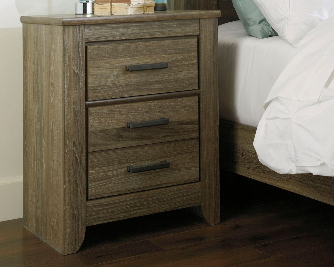Zelen - Two Drawer Night Stand - Warm Gray