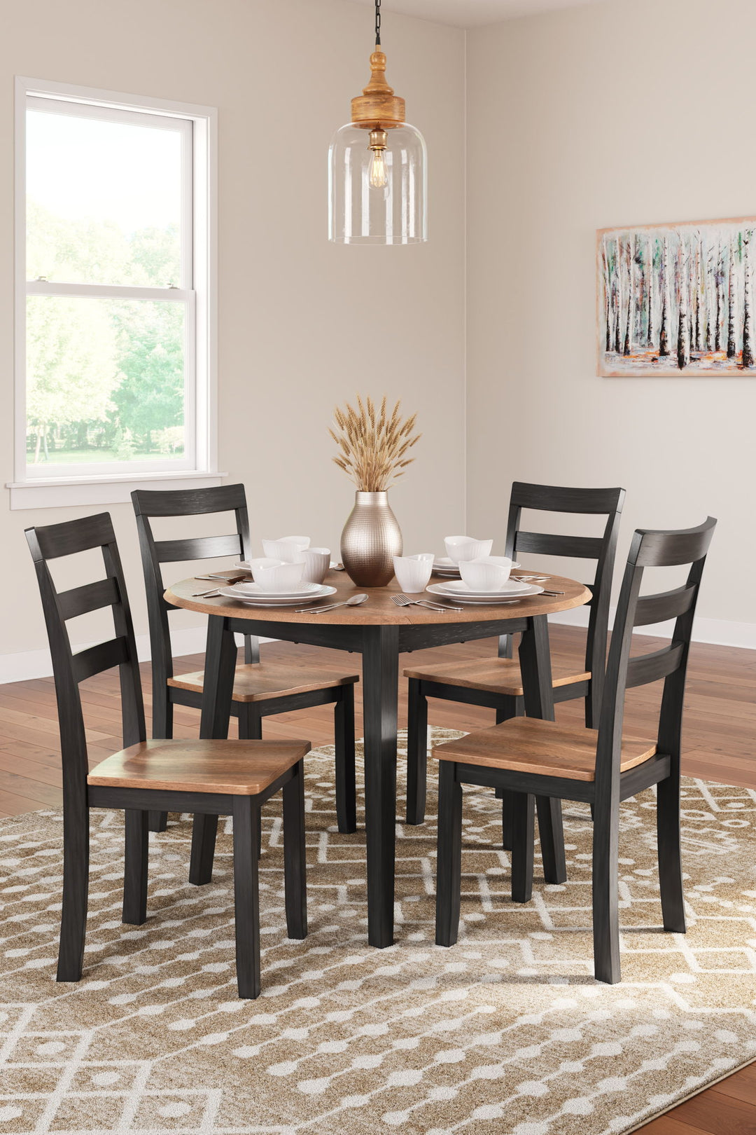 Gesthaven - Round Dining Room Drop Leaf Table Set - Roberts Furniture & Mattress (Yorktown, VA)