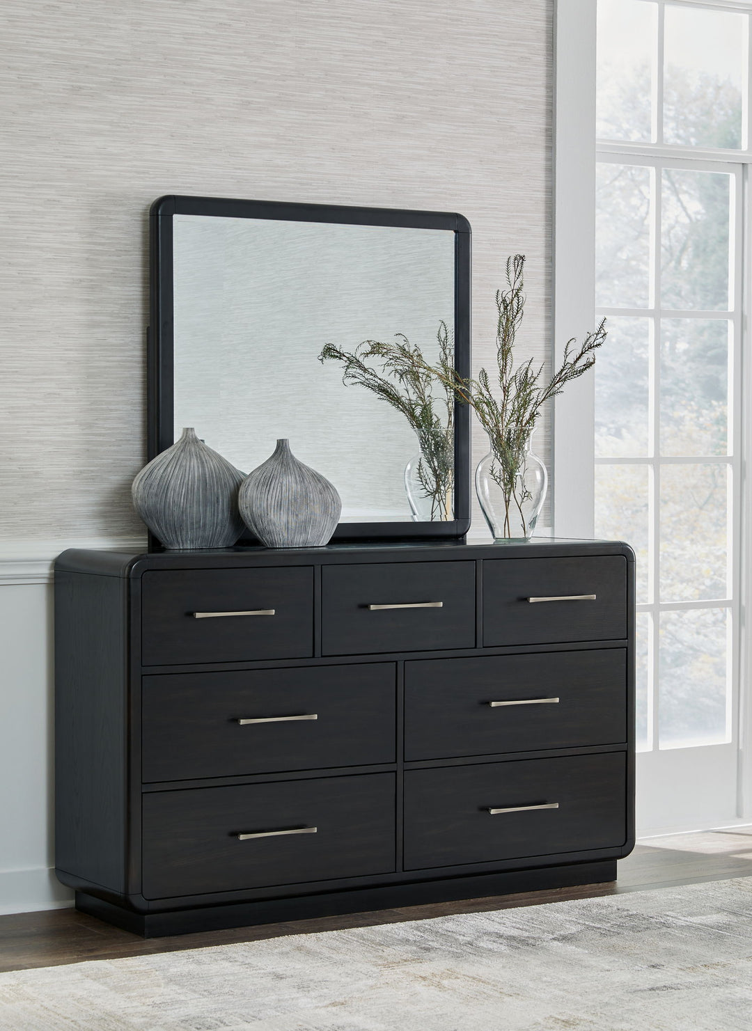 Rowanbeck - Dresser And Mirror - Black
