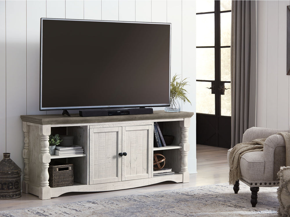 Havalance - Extra Large TV Stand - 2 Doors - Brown / Beige - Roberts Furniture & Mattress (Yorktown, VA)