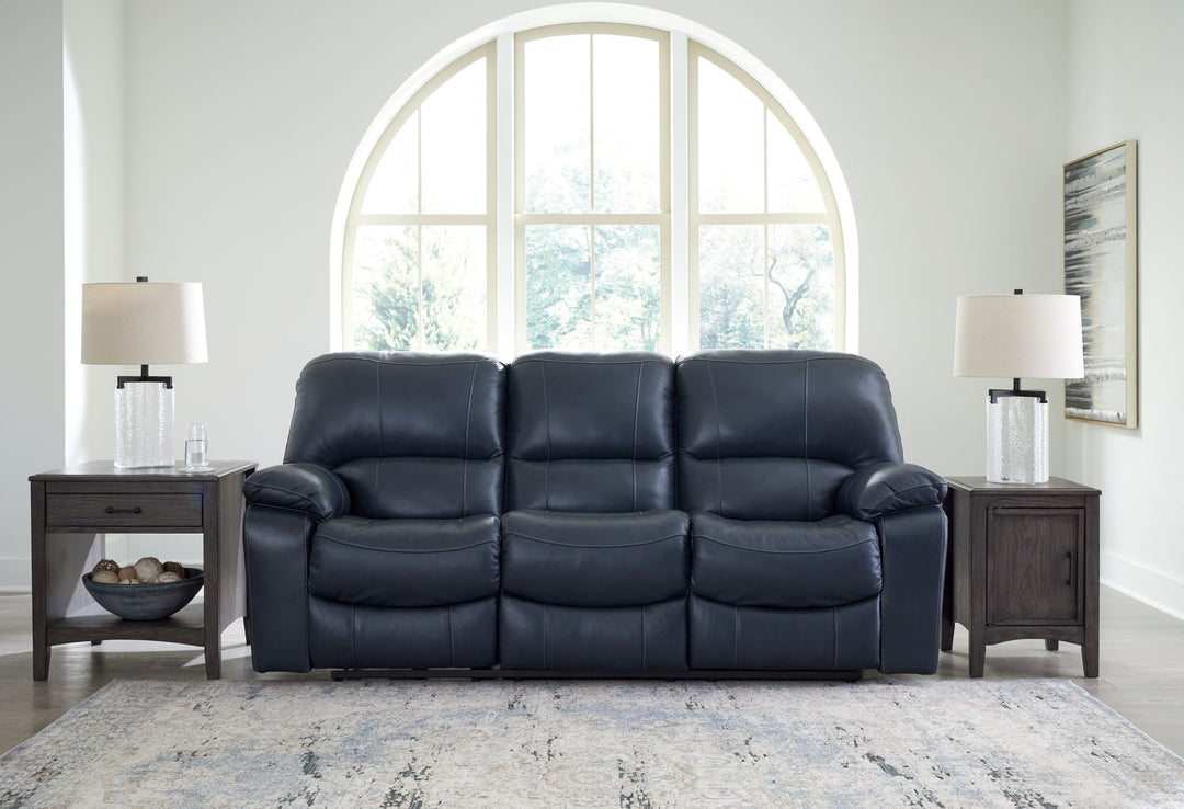 Leesworth - 3 Pc. - Power Reclining Sofa, Power Reclining Loveseat, Power Rocker Recliner - Ocean - Roberts Furniture & Mattress (Yorktown, VA)