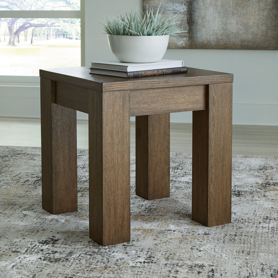 Rosswain - Square End Table - Warm Brown