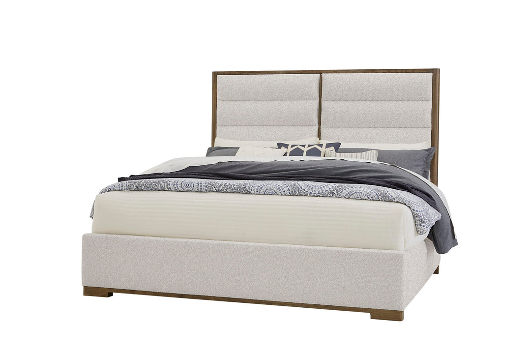 Crafted Oak - Upholstered Bed (Headboard, Footboard With Rails) - Roberts Furniture & Mattress (Yorktown, VA)