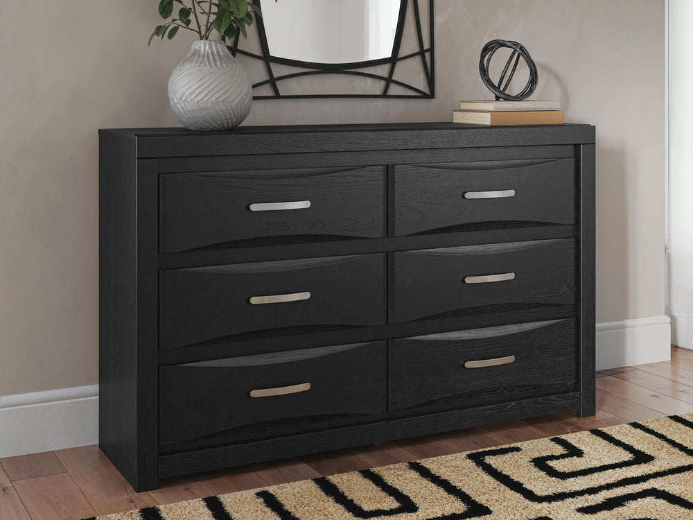 Stabotta - Six Drawer Dresser - Black - Roberts Furniture & Mattress (Yorktown, VA)