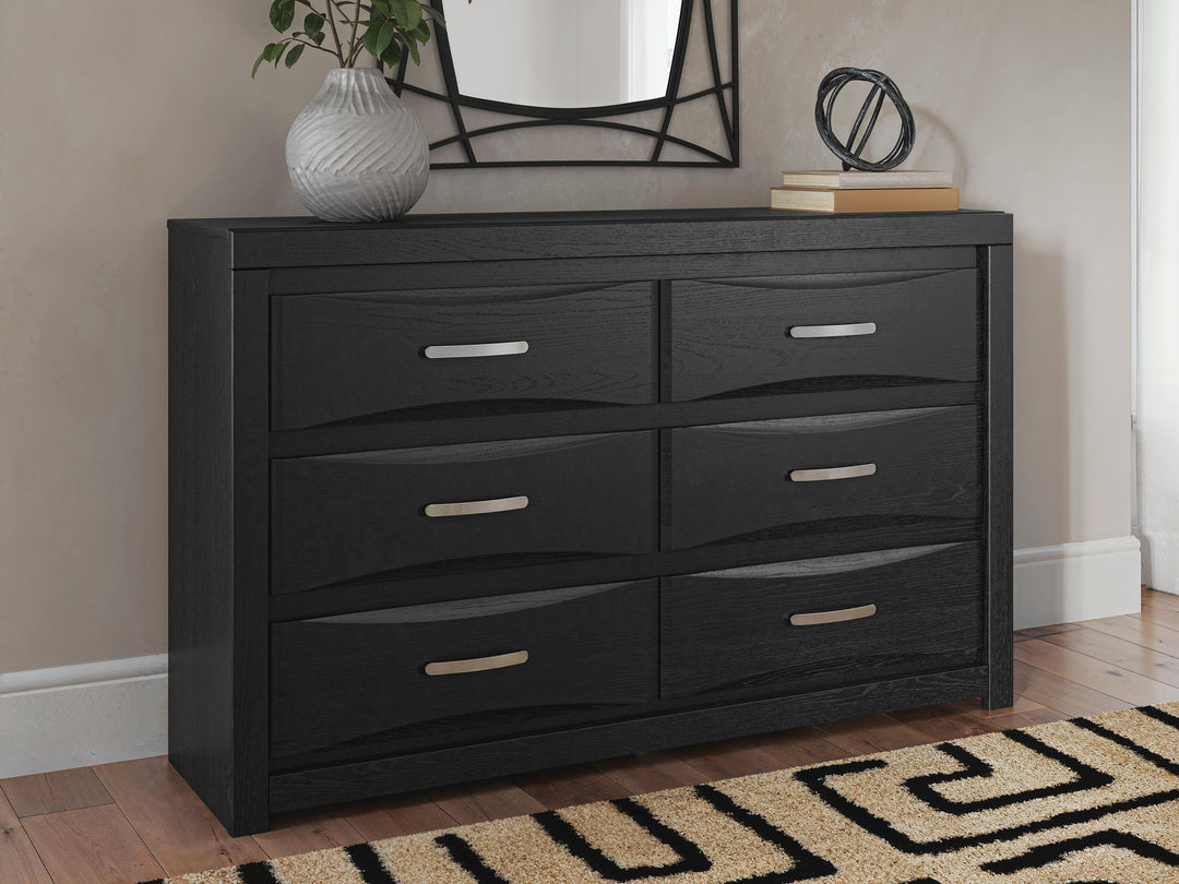 Stabotta - Six Drawer Dresser - Black - Roberts Furniture & Mattress (Yorktown, VA)