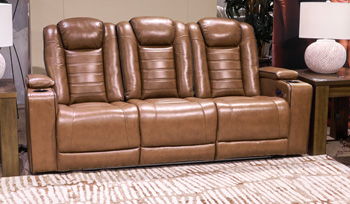 Gruaro - Power Reclining Sofa With Adjustable Headrest - Amber - Roberts Furniture & Mattress (Yorktown, VA)