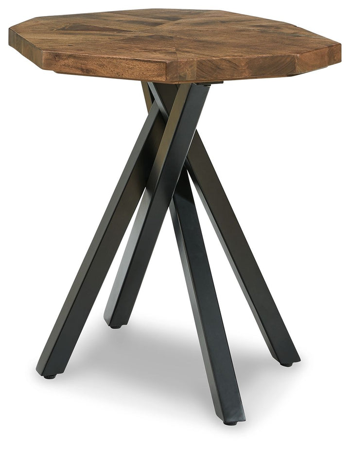 Haileeton - Round End Table - Brown / Black