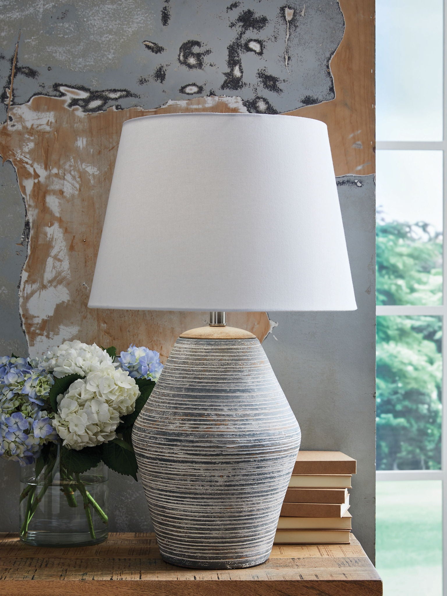 Lawrock - Terracotta Table Lamp - Antique Blue – Roberts Furniture