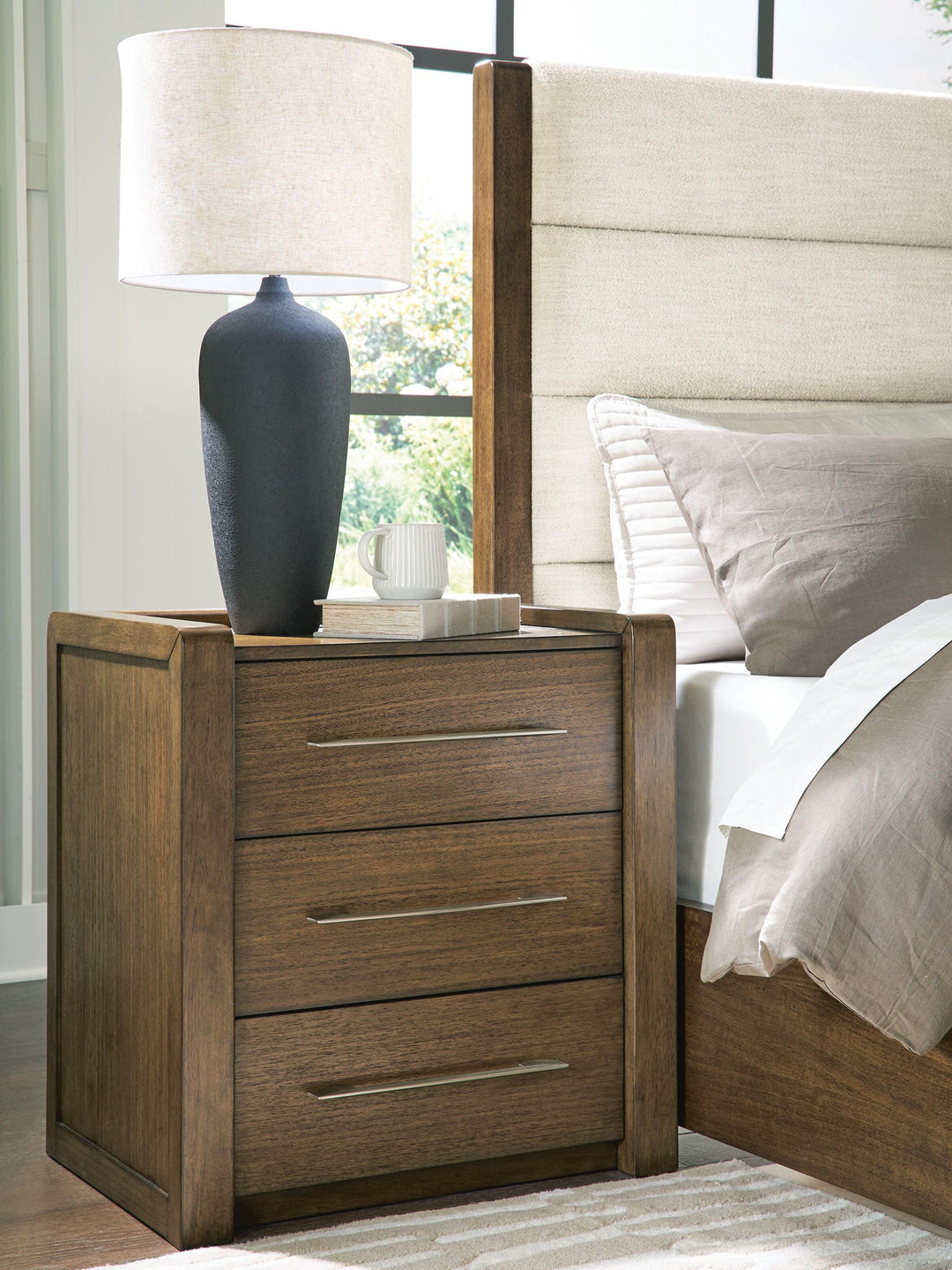 Marxmore - Three Drawer Night Stand - Brown - Roberts Furniture & Mattress (Yorktown, VA)