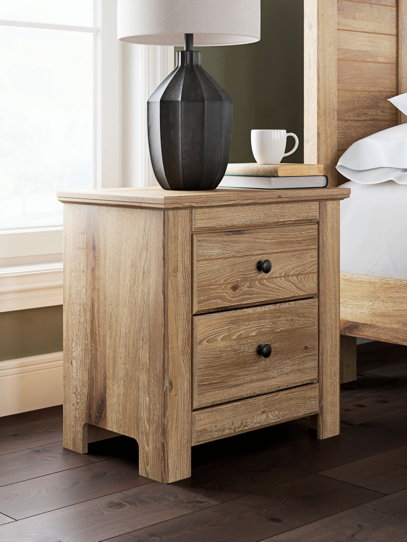 Makidern - Two Drawer Night Stand - Roberts Furniture & Mattress (Yorktown, VA)