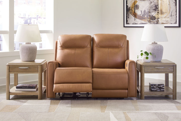 Tryanny - Power Reclining Loveseat/ Adj Headrest - Butterscotch