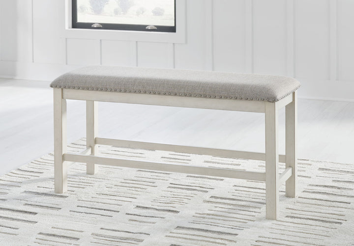 Robbinsdale - Dbl Counter Height Upholstered Dining Bench - Antique White