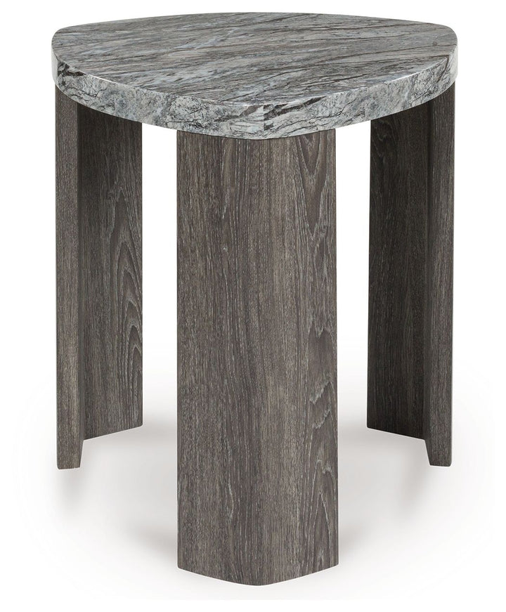 Surmour - Triangle End Table - Gray / Brown