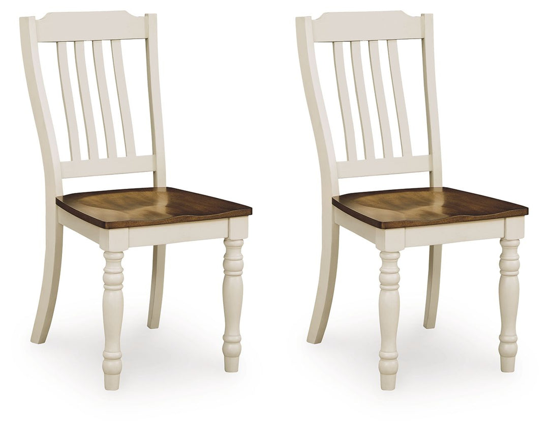 Wirloni - Dining Room Side Chair (Set of 2) - Antique White / Brown - Roberts Furniture & Mattress (Yorktown, VA)
