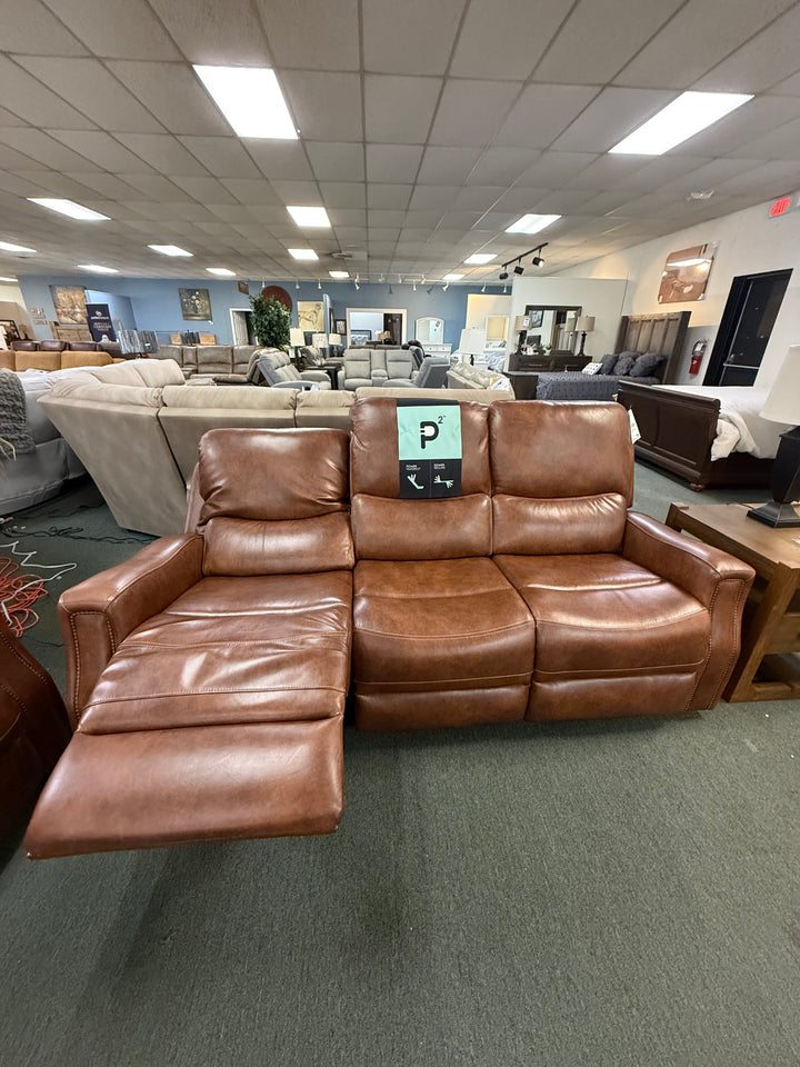 Corinthian Two-Piece Top Grain Leather Power Recliner sofa and console loveseat with Headrest and Footrest