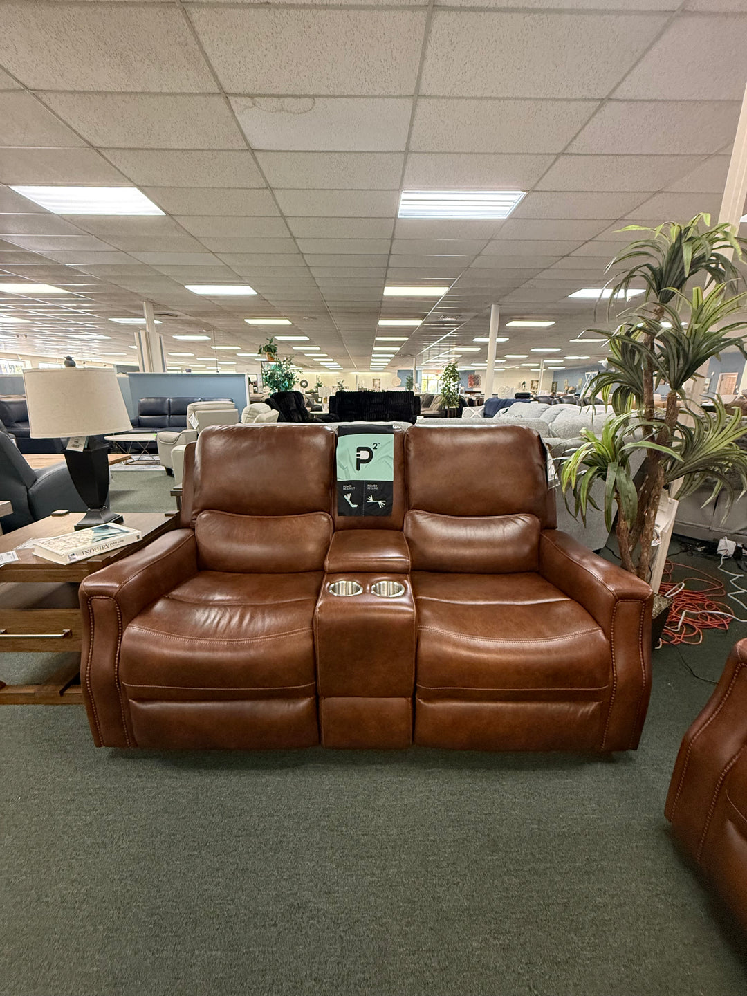 Corinthian Two-Piece Top Grain Leather Power Recliner sofa and console loveseat with Headrest and Footrest