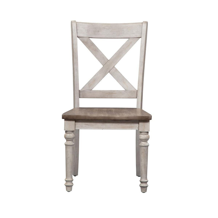 Liberty Furniture Cottage Lane X Back Wood Seat Side Chair (Set of 2) in Antique White - Roberts Furniture & Mattress (Yorktown, VA)