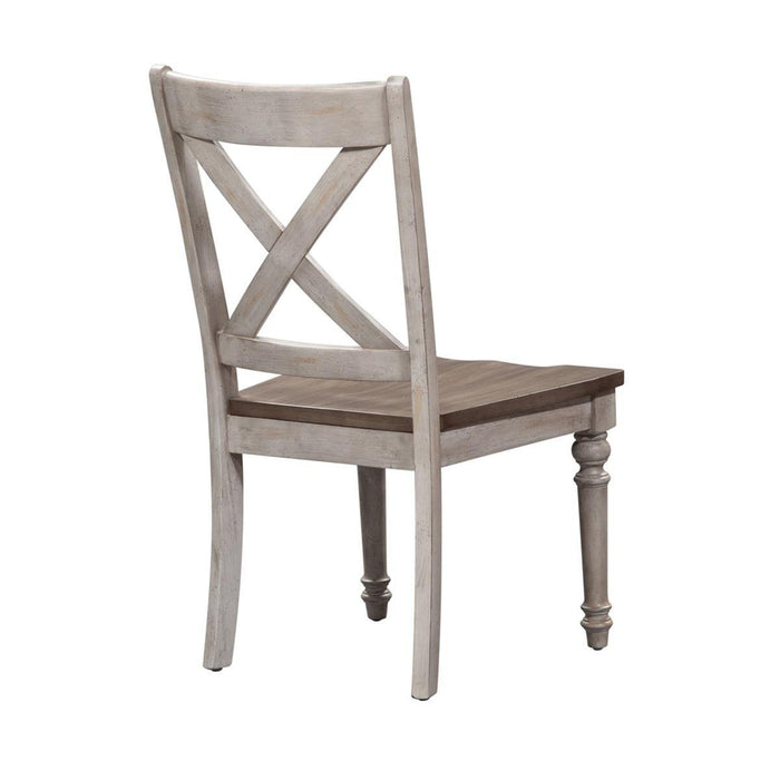 Liberty Furniture Cottage Lane X Back Wood Seat Side Chair (Set of 2) in Antique White - Roberts Furniture & Mattress (Yorktown, VA)