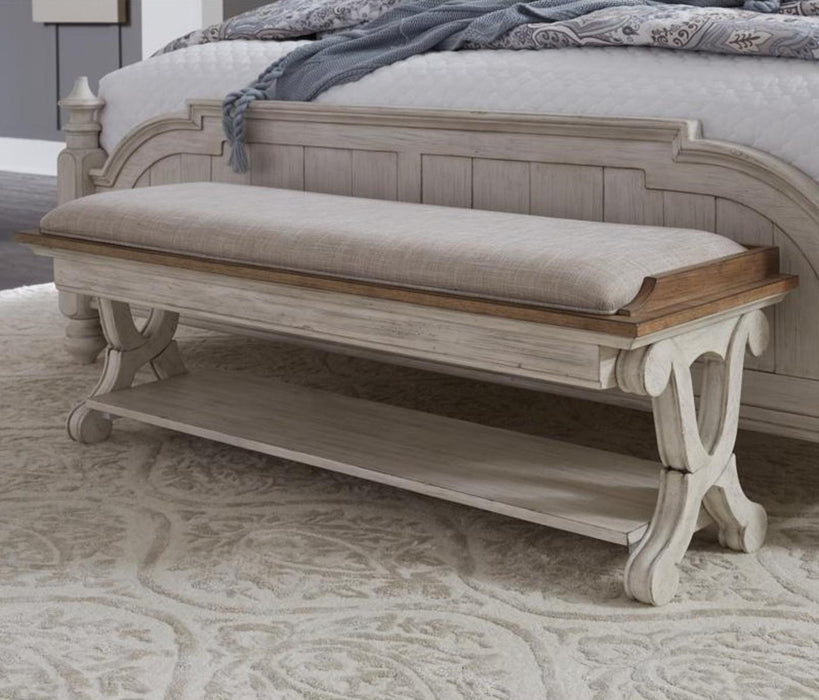 Liberty Furniture Farmhouse Reimagined Bed Bench in Antique White - Roberts Furniture & Mattress (Yorktown, VA)