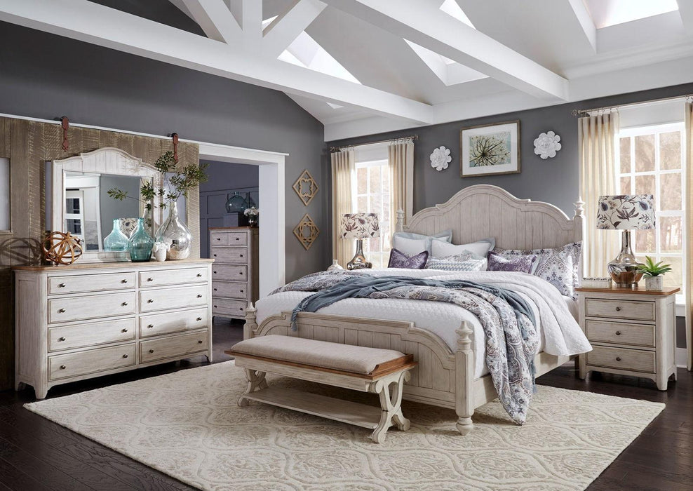 Liberty Furniture Farmhouse Reimagined Bed Bench in Antique White - Roberts Furniture & Mattress (Yorktown, VA)