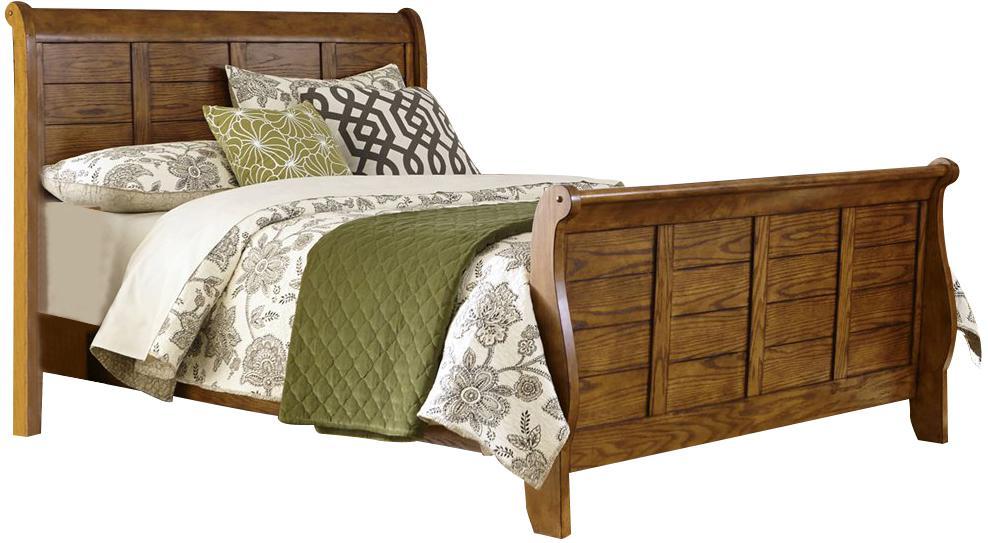 Liberty Furniture Grandpa's Cabin King Sleigh Bed in Age Oak - Roberts Furniture & Mattress (Yorktown, VA)