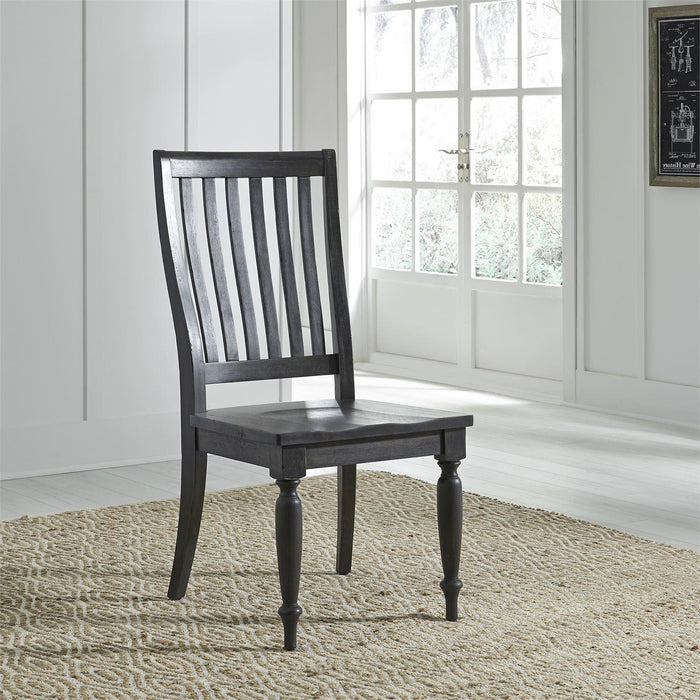 Liberty Furniture Harvest Home Slat Back Side Chair (RTA) in Chalkboard (Set of 2) - Roberts Furniture & Mattress (Yorktown, VA)