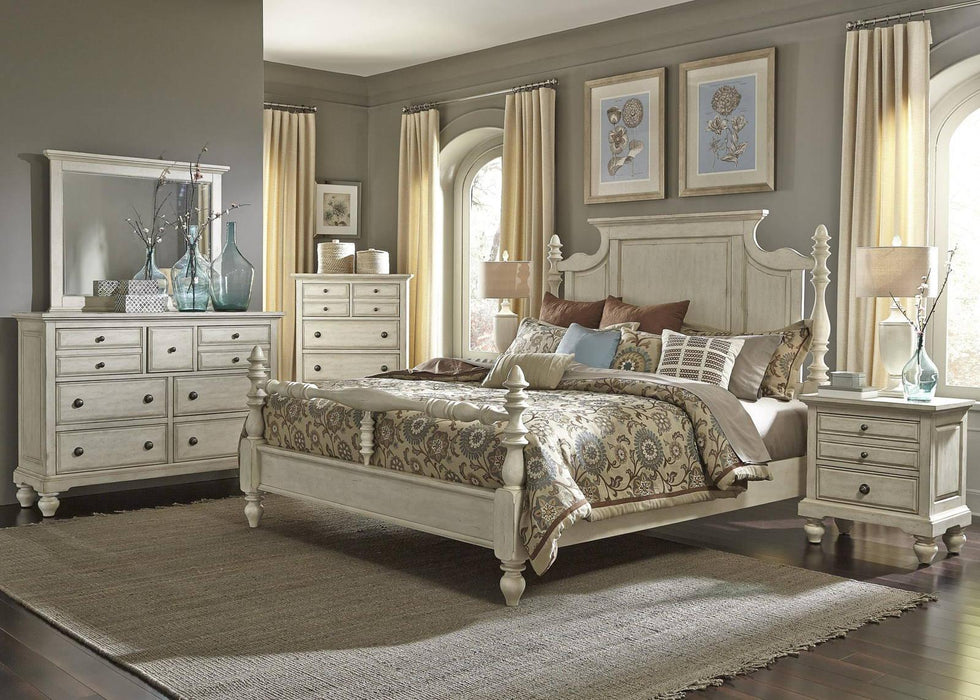 Liberty Furniture High Country Queen Poster Bed in White - Roberts Furniture & Mattress (Yorktown, VA)