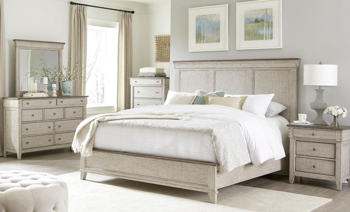 Liberty Furniture Ivy Hollow King Panel Bed in Weathered Linen - Roberts Furniture & Mattress (Yorktown, VA)