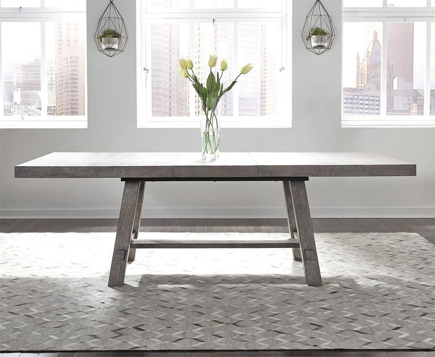 Liberty Furniture Modern Farmhouse Trestle Dining Table in Dusty Charcoal 406-P4860