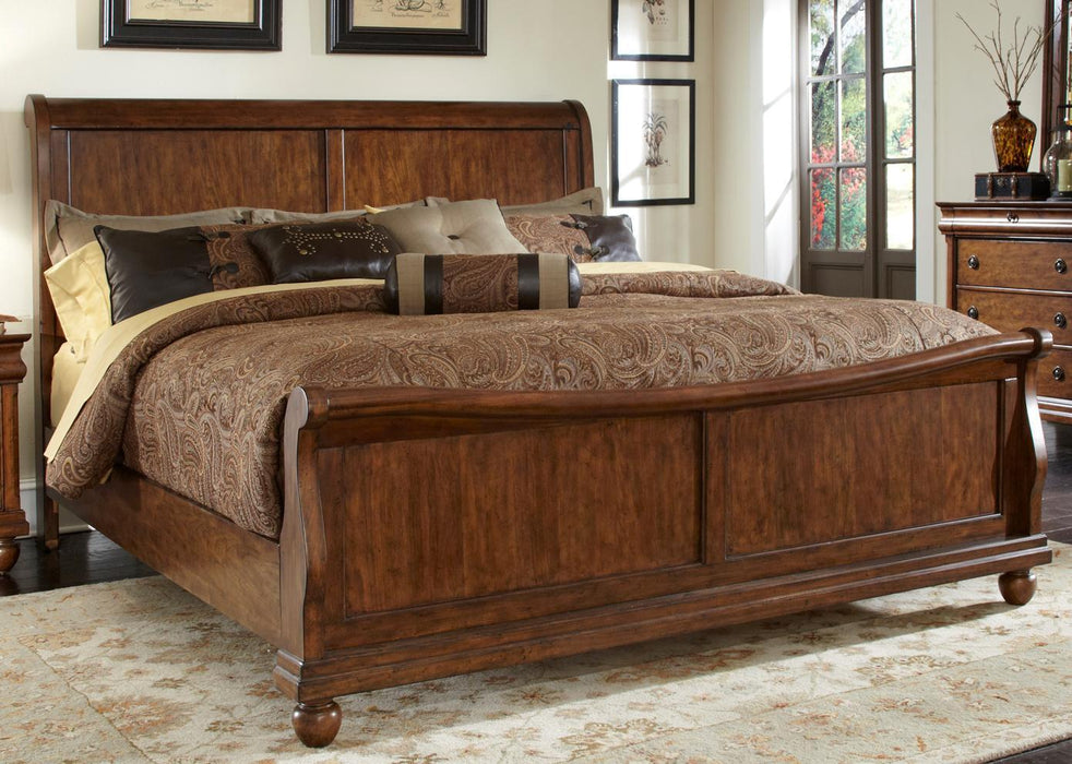 Liberty Furniture Rustic Traditions King Sleigh Bed in Rustic Cherry